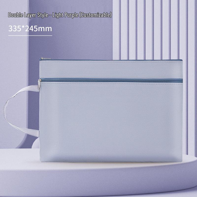 A4 Double-Layer Waterproof Document Bag - Oxford Cloth, Large Capacity, Zippered for Students