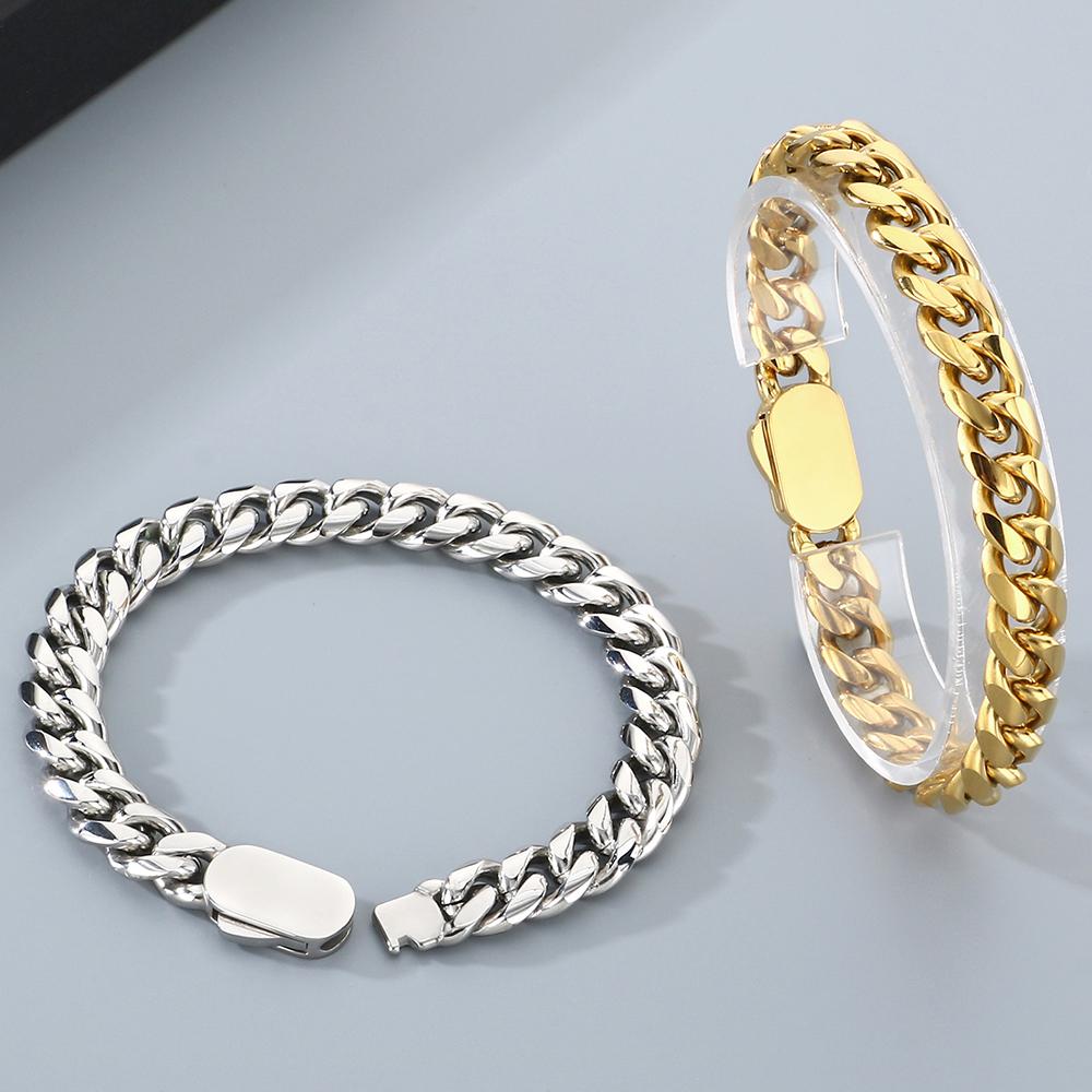 Мужское двухслойное ожерелье с подвеской-крестом для мужчин, золотистого цвета, из нержавеющей стали, цепочка кубинского плетения, ожерелья, браслеты, набор ювелирных изделий