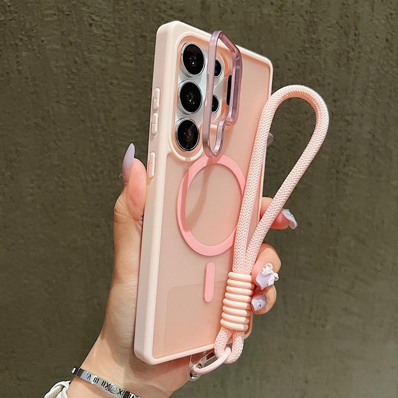 Магнитный ремешок на запястье Чехол для телефона для Samsung Galaxy Samsung Galaxy S24 S25 FE S24 Plus S26 Ultra A16 A17 A56 Чехол-держатель для объектива