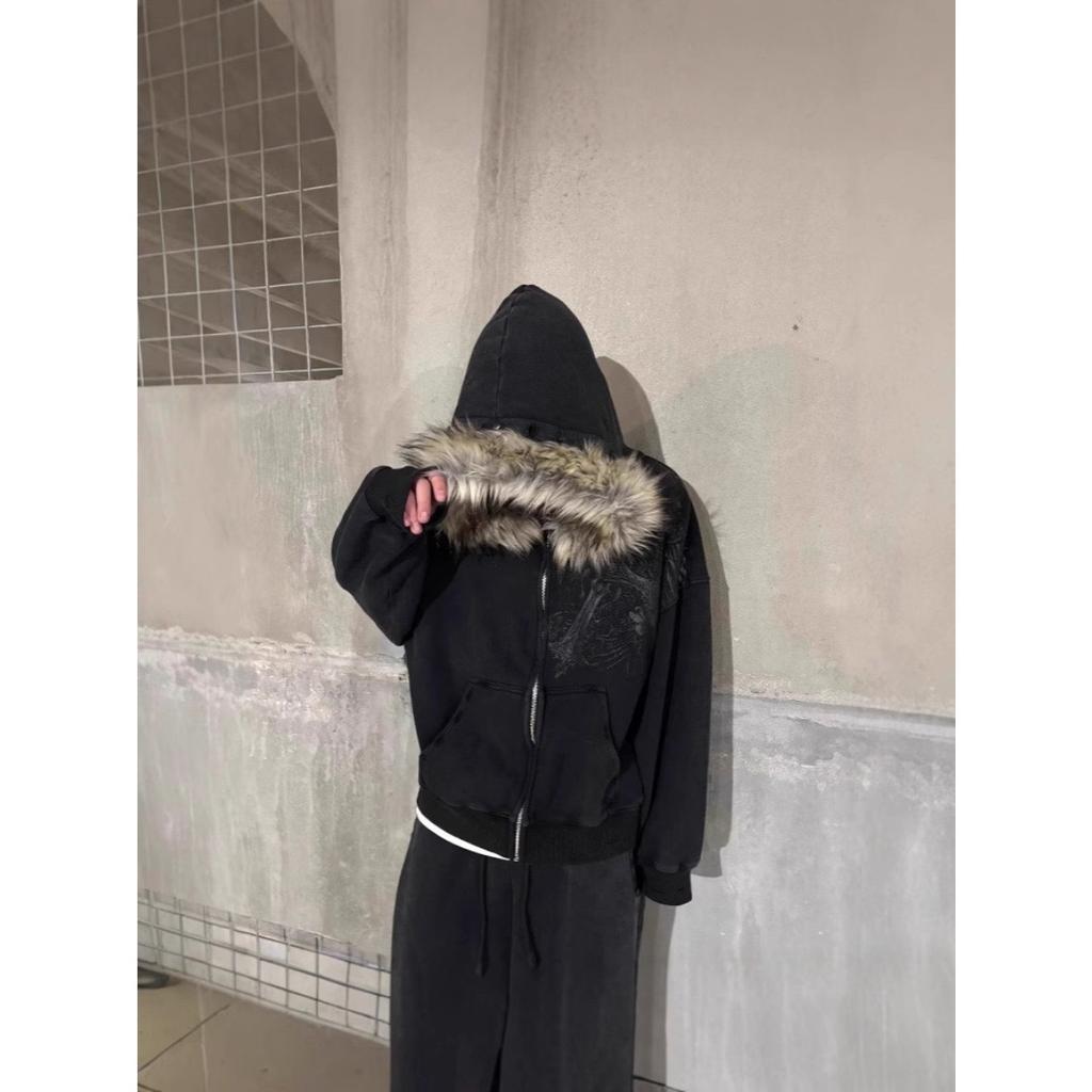 BeatStreet Осень/Зима Y2k Женские Эстетичные Харадзюку Толстовки с Капюшоном и Воротником из Искусственного Меха Одежда Графические Хип-Хоп Панк Готические Толстовки на Молнии