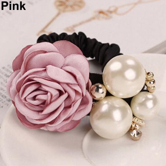 Леди Девушка Шикарный Сладкий Цветок Розы Повязка Для Волос Из Искусственного Жемчуга Держатель Для Хвоста Повязка Для Волос
