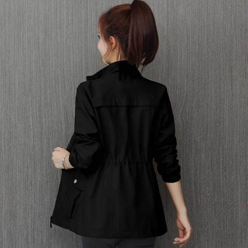Double Layer Women Windbreaker 2024 New Spring Autumn Short Coat Fashion3XL Stand-up Collar Ladies Jacket Lining
