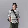 Li Ning CF Water Flow Full Print Striped Round Neck Pullover Comfortable Cool Loose Short Sleeve T Shirt Men T Shirts Dark-Green ATSU631-1