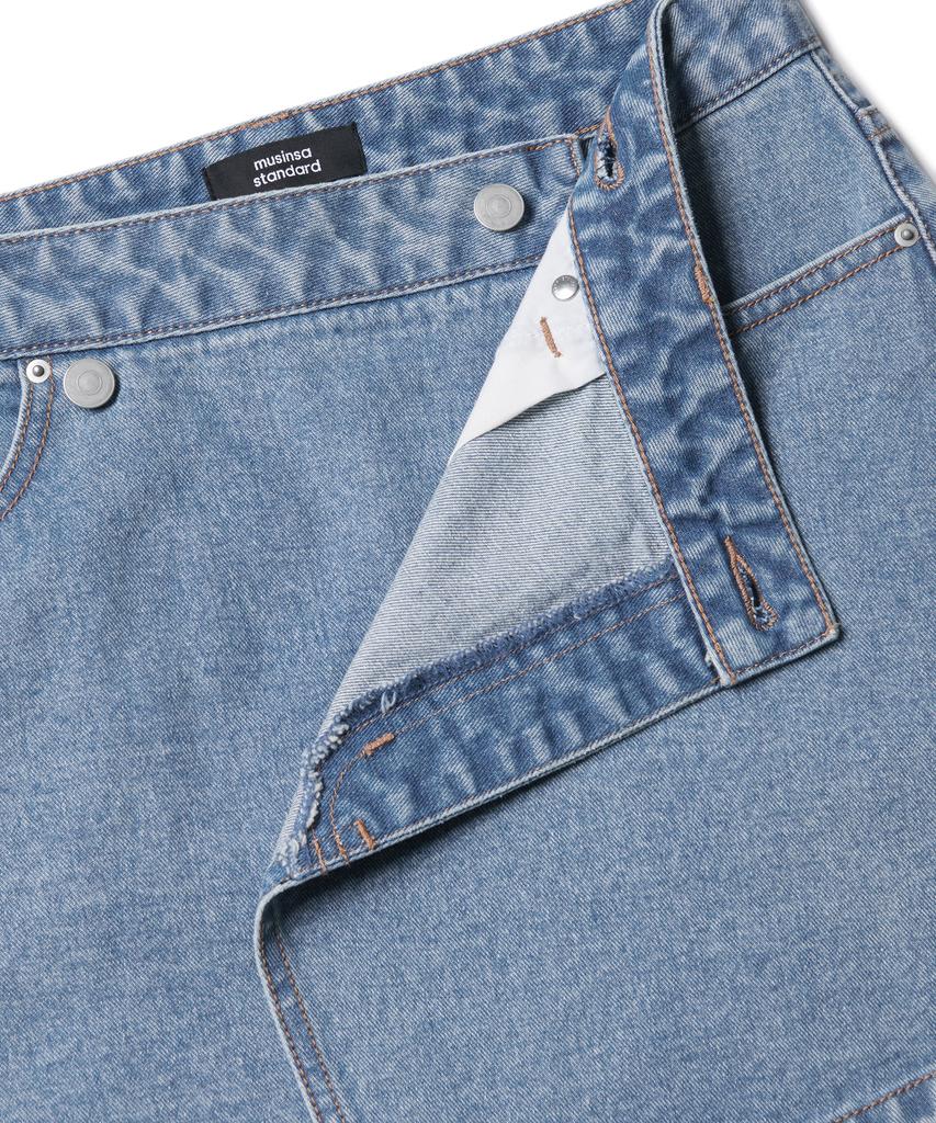 Musinsa Standard Woman Women'S Denim Mini Wrap Skirt [Light Indigo]