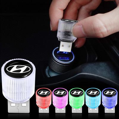 1 шт. USB Автомобильный светодиодный свет Автомобильный свет для создания атмосферы в салоне Стайлинг эмблемы автомобиля Для i30 Tucson Elantra Venue Palisade Terracan Accent Kona