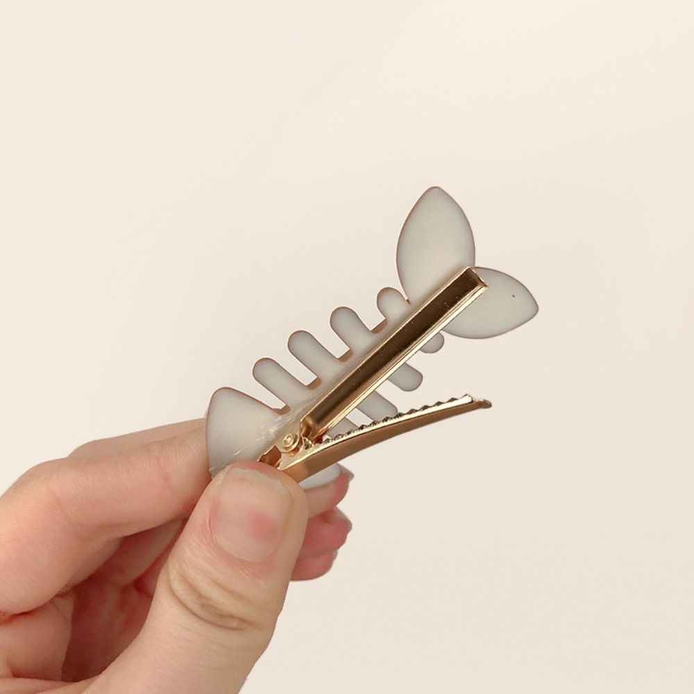 Y2k Geometry Hair Accessories Animal Fish Bone Hair Clip Korean Style   Kids