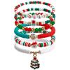 Y2K Polymer Clay Stackable Bracelet Set For Women Santa Claus Tree Elk Deer Snowflake Charm Beaded Bangle Christmas Jewelry
