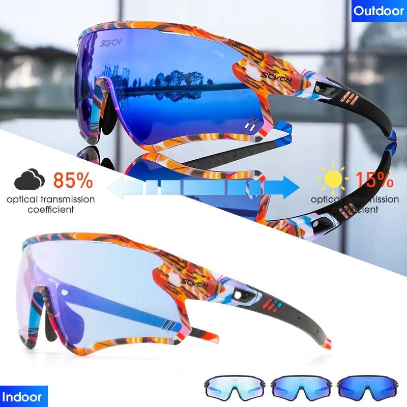 Photochromic Sunglasses for Men Cycling Glasses Women Outdoor Sports Bicycle UV400 Goggles Climbing MTB Road Bike Eyewear
