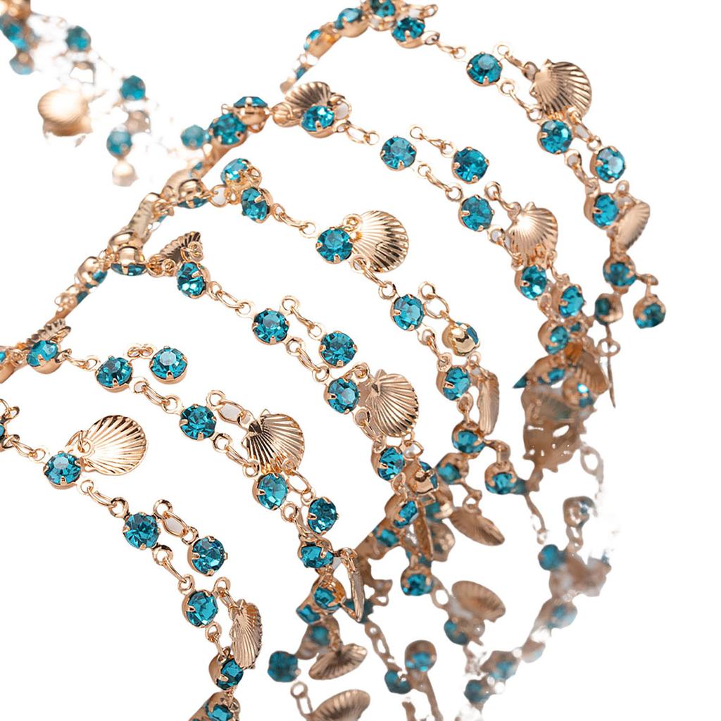 Link Chains for DIY Craft Blue Rhinestone Shell Vintage Style Tassel Chains for DIY Bracelet Supplies