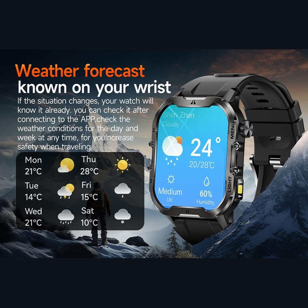 Спортивные смарт-часы для мужчин и женщин со светодиодным фонариком, сенсорным экраном 1,96 дюйма, 100+ спортивных режимов, водонепроницаемые, совместимые с BT 5.2 для Android и iPhone