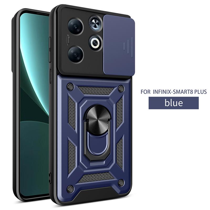 Для Infinix Smart 8 Pro 4G чехол слайдер камера бронированный телефон чехол для Infinix Smart 8 Plus автомобильный магнитный держатель подставка кольцо задняя крышка