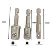 3Pcs/Set 1/4" 3/8" 1/2" Hex Shank Impact Drill Socket Adapter  Electric Tool Accessory
