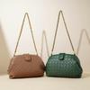New Chain Woven Cloud Bag Cowhide Shoulder Armpit Clutch Bag Clip Bag Genuine Leather Women's Bag Trendy Fashion