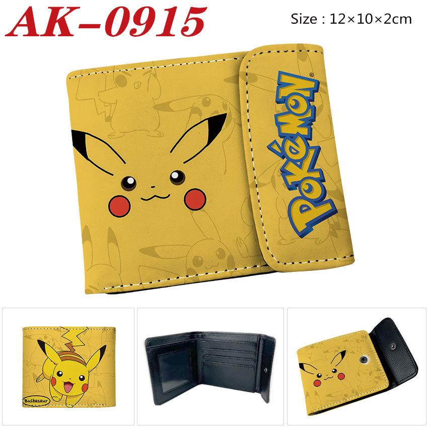 Pokemon Pikachu Print Short Trifold Wallet Snap Coin Purse Cute Cartoon Card Holder Yellow One Size 1 Pack