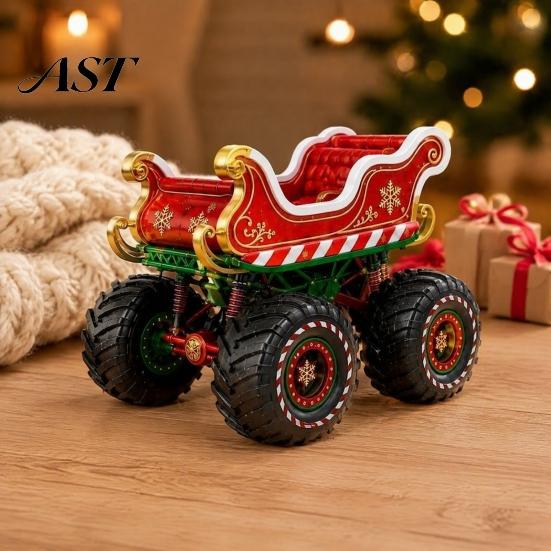 Holiday Atmosphere Ornaments for Shops Retro Christmas Sleigh Truck Ornament, Decorative Vehicle Figurine, Resin Vintage Handcrafted Table Decor