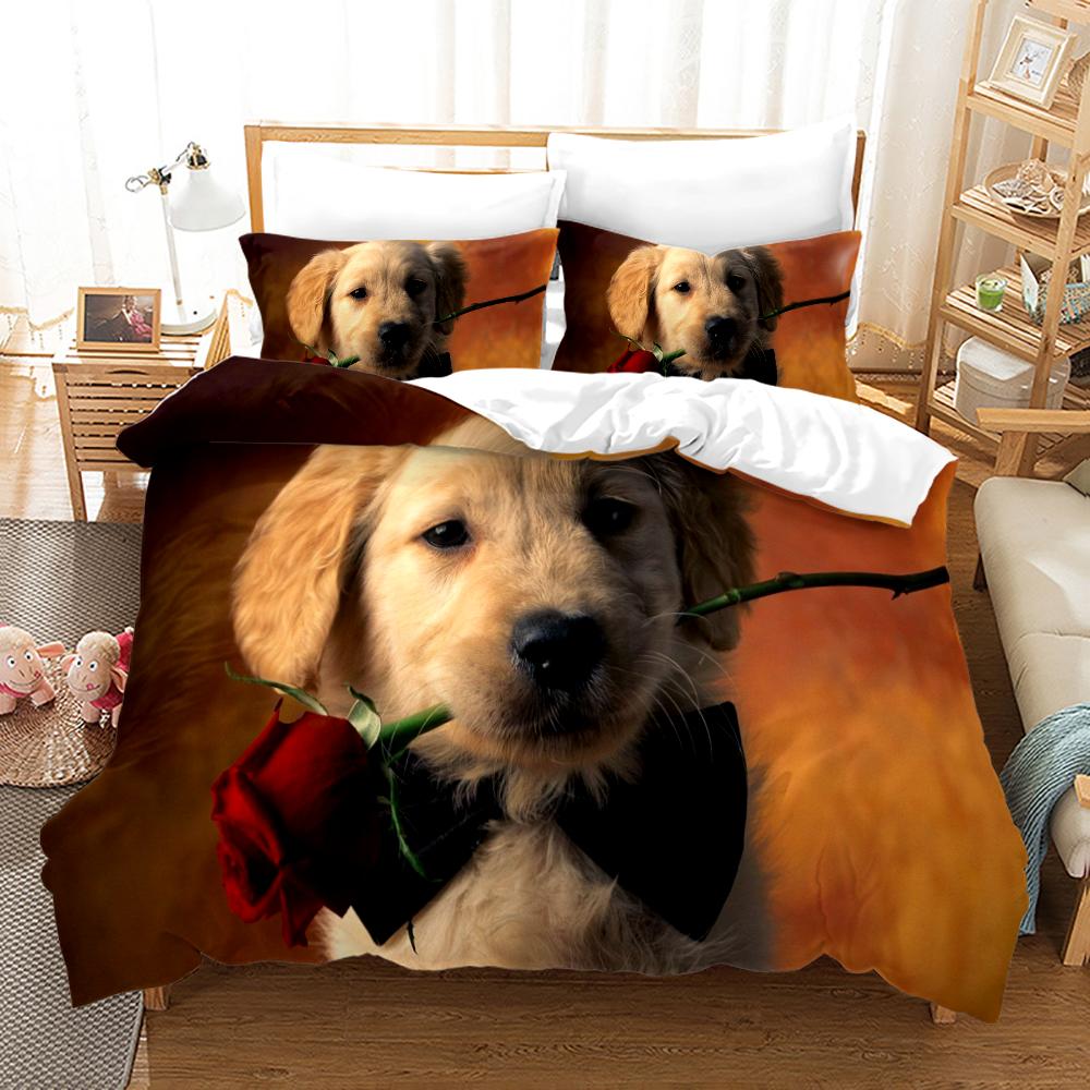 Cute Dog Luxury Bedding Set  3D Print For Adult Kid Twin Single Queen King Full Size Bedroom Animal Cartoon Duvetcover Sets