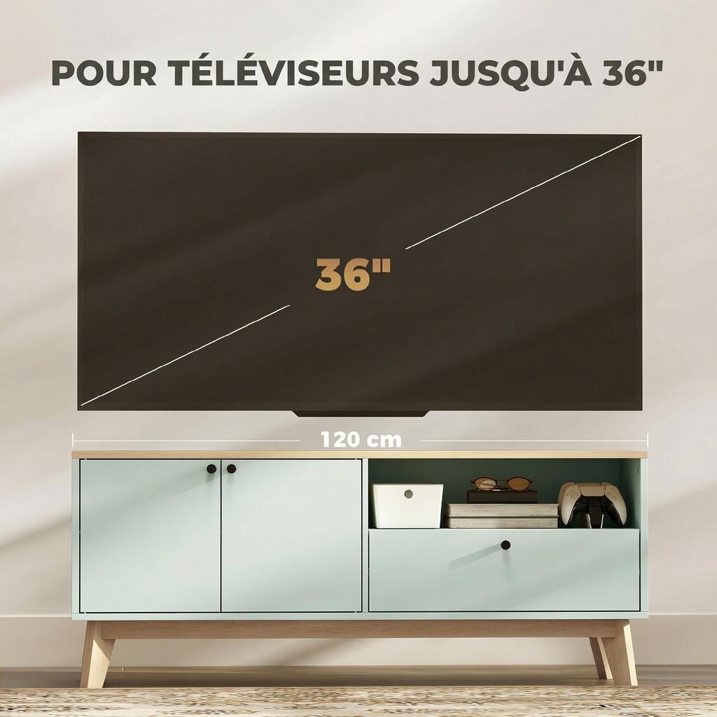 TV Stand Cabinet for Television up to 36 Inch, Modern TV Unit with 2 Doors, Entertainment Center with Adjustable Shelf
