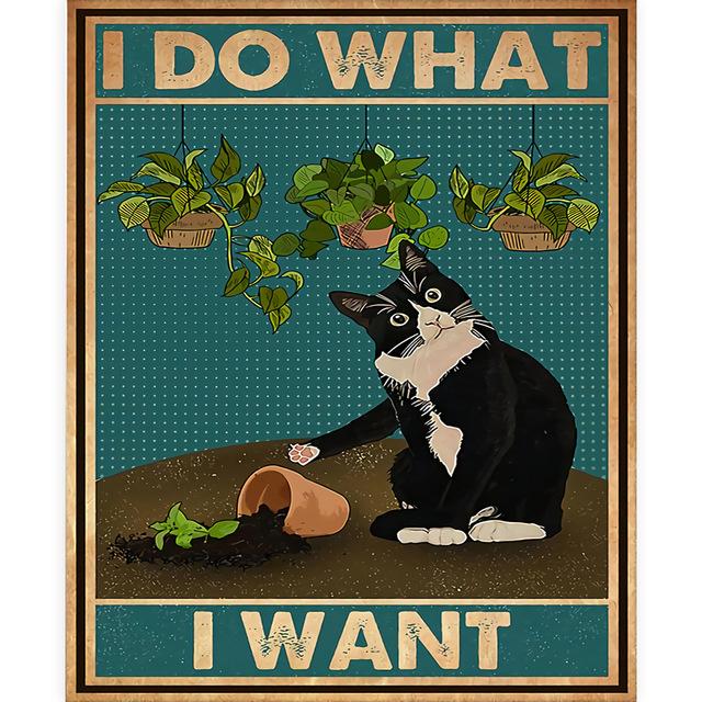 Панк Черный Кот Холст Картина Ретро Интересно Психического Здоровья Ванная Комната Гостиная Украшения Картина Настенное Искусство Домашний Декор