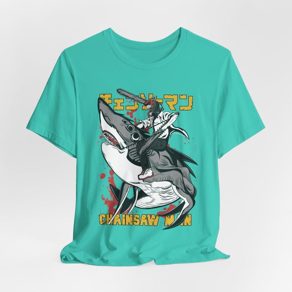 Chainsaw unisex shark rider graphic tshirt unisex anime unisexga streetwear tee