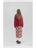Красная шерстяная юбка в клетку с высокой талией для стройных фигур типа «груша» — корейский стиль, А-силуэт, идеально подходит для весны и осени