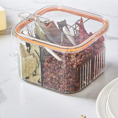 1 комплект, коробка для приправ, 4 отделения, контейнер для специй, приправ с ложкой, многофункциональная коробка для хранения для домашней кухни