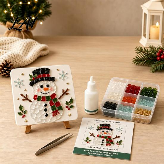 Weekend DIY Project Christmas Mosaic Art Kit Faux Sea Glass Craft Santa Relaxing Activity Claus Snowman Crafting Kit for Adults Beginners