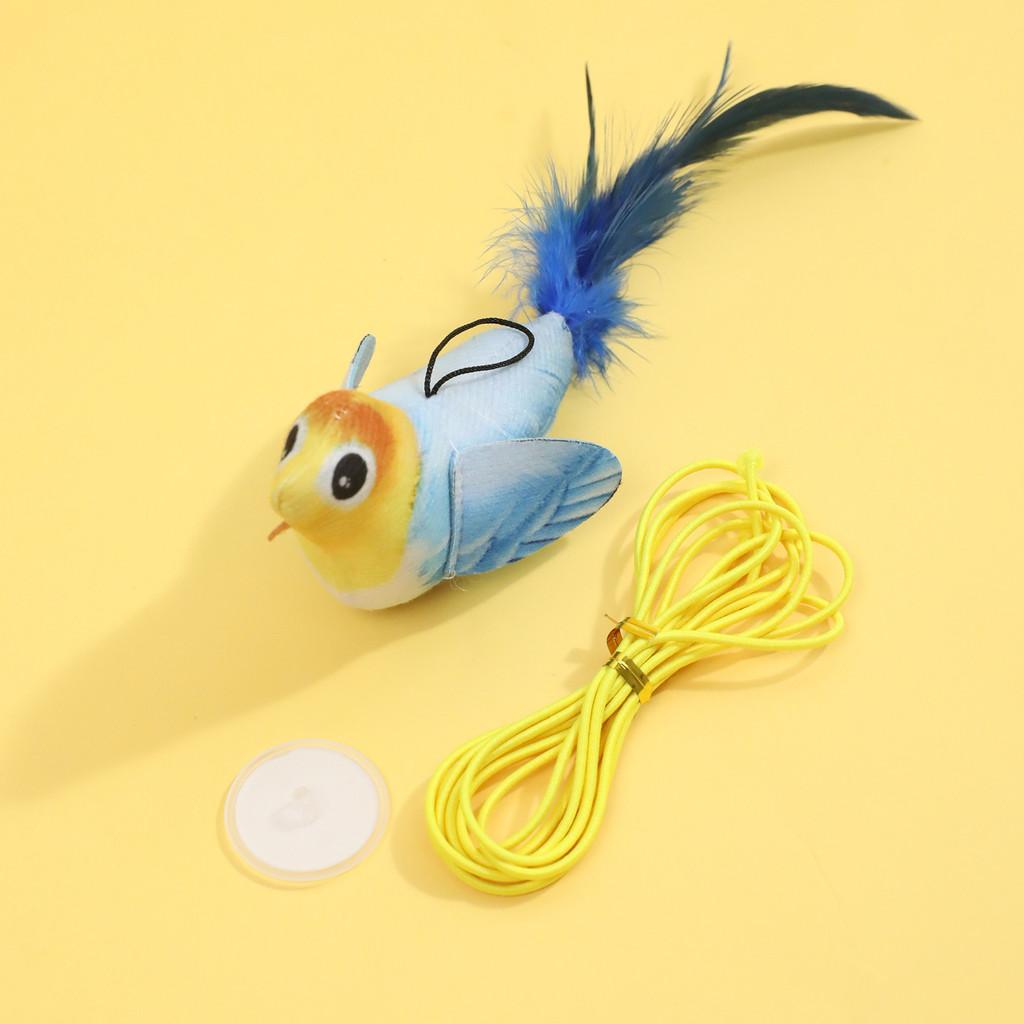 Plush Cat Toy With Suction Cup And Bionic Sound For Interactive Play