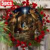 5 шт. очаровательных деревянных рождественских венков-знаков размером 7,87 дюйма - дизайн с изображением ангелов и животных, идеально подходит для украшения входной двери, крыльца или окна | Идеальный подарок