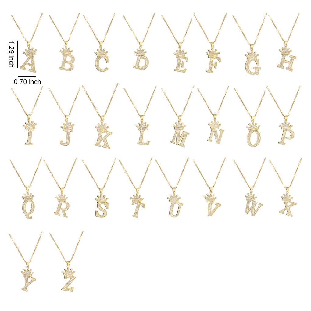 InitialNecklacePendantEnglish Letter A to Z Name Crystal Gold Charm Modern Birthday Valentine's Day Gifts