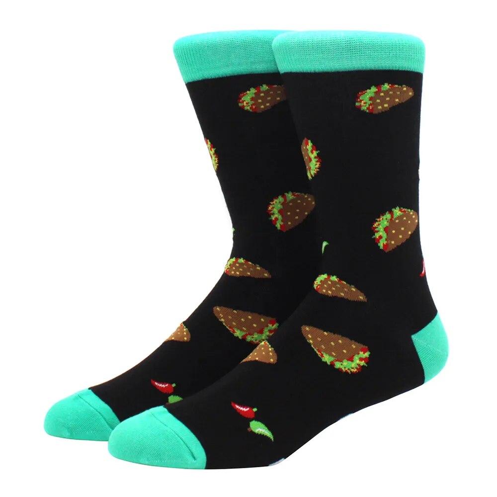 1 пара мужских забавных хип-хоп носков средней длины с принтом скейтборда, пива, счастливого искусства, EU38-46