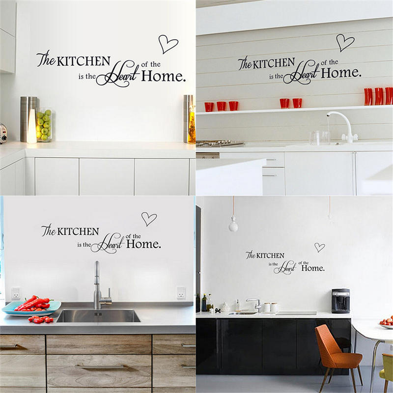 Kitchen Is The Heart Of Home Wall Stickers Quote Removable Tile Wall Decals Diy
