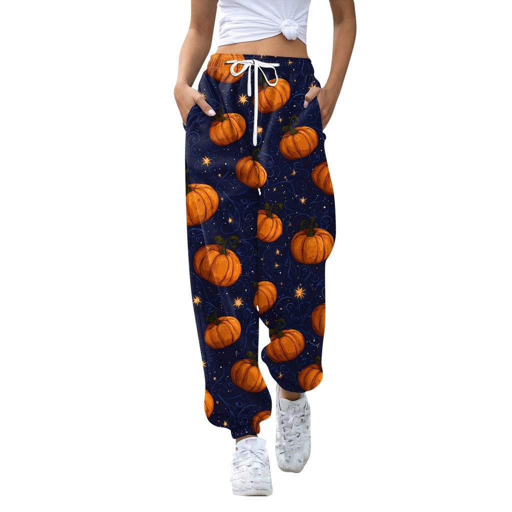 Women's Sports Pants With Pockets Fashion Print Elastic Waist Pants Casual Sweatpants Pants