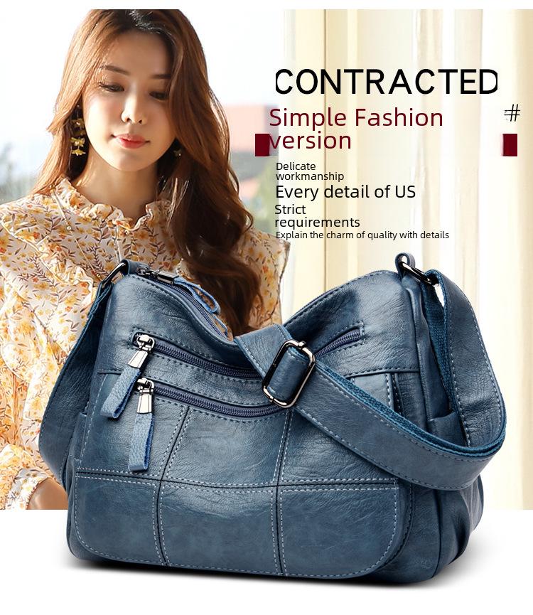 2023 Women's Solid Color Casual Shoulder Messenger Bag - Simple, Versatile, Large-Capacity Tote for Middle-Aged Ladies