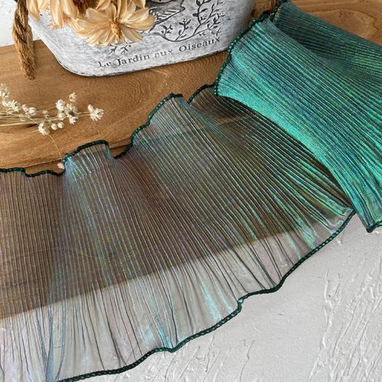 Прозрачное кружево «Большая волна» в синих и прозрачных оттенках, шириной 15 см, 1 ярд