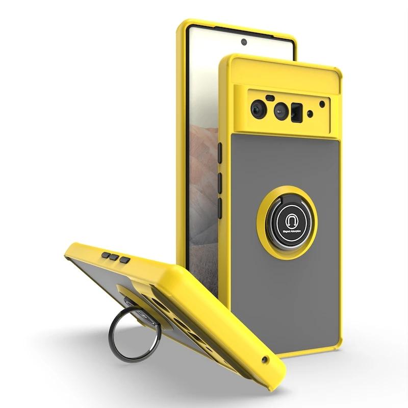 Matte Matte Finish Phone Case for Google Pixel 6 7 7A 8 Pro Shockproof Protection Anti Fall Magnetic with Ring Bracket Cover