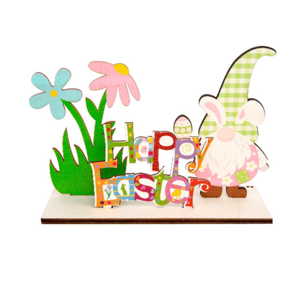 Wooden Easter Bunny Cute Home Ornaments Decorative Crafts