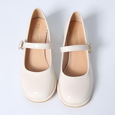 Мода 2024 Весна и Осень Новая Модная Верхняя Одежда Яркая Кожаная Поверхность Большие Размеры Туфли Мэри Джейн Одиночные Туфли На Высоком Каблуке Для Женщин