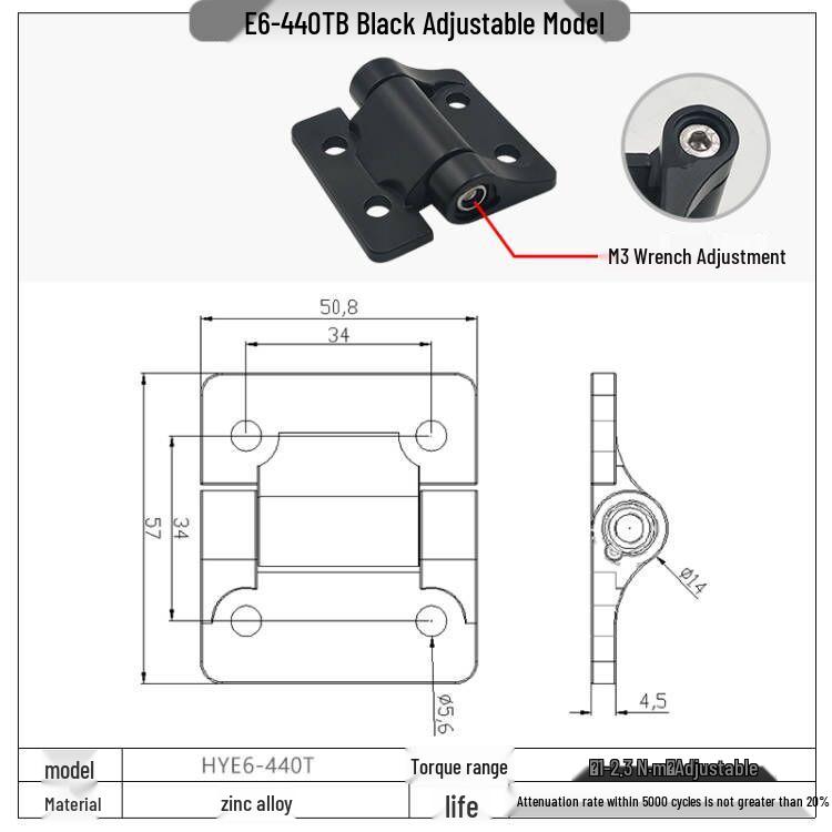 Stainless Steel Adjustable Torque Damping Hinge with Positioning Stop