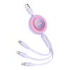 Baseus Versatile 66W 3-in-1 Retractable USB-A To Micro/Lightning/USB-C Cable 1.1m - Elegant Purple