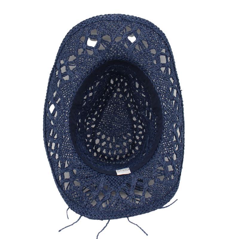Hand-woven Holiday Beach Hat Western Cowboy Straw Hat Sun Hat Hollow Jazz Hat Men and Women Tide