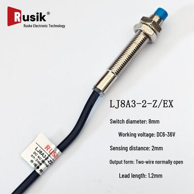 LJ8A3-2-Z/EX Металлический индуктивный датчик приближения, M8, Двухпроводной, Нормально разомкнутый, DC6-36V, 2 мм обнаружения