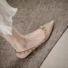 Pointed Rivet Single Shoes Women's French Temperament Outer Wear Willow Laden Shoes Gentle Nude Flat Shoes Women's New Models