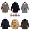 Boys' Wool Blend Plaid Overcoat with Suit Collar - Quilted, Warm, Mid-Length Trench for Autumn/Winter