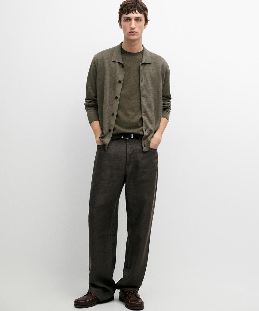 Кардиган Massimo Dutti из льняного трикотажа на пуговицах