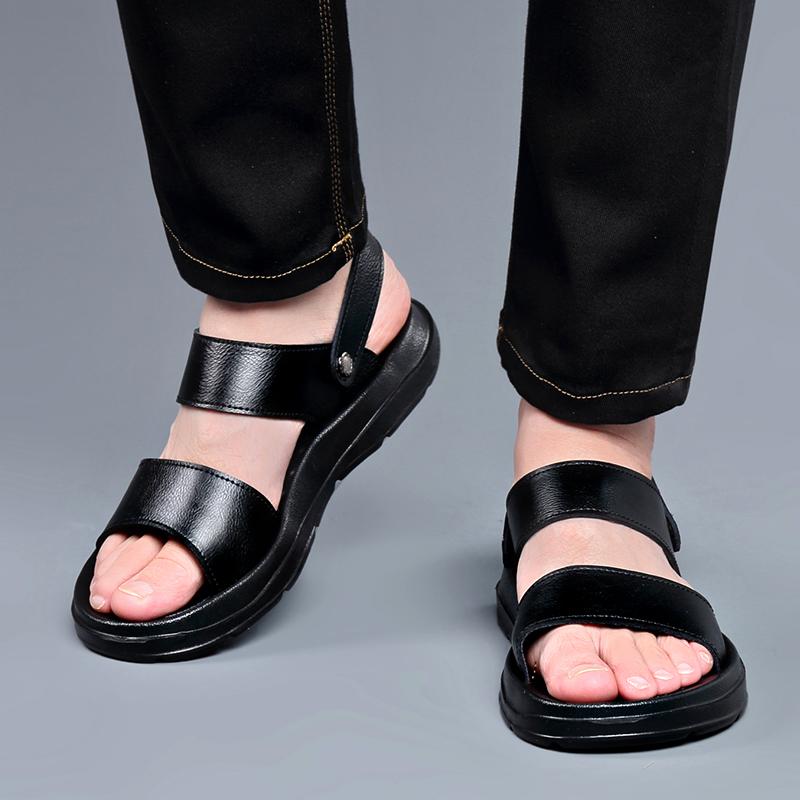 Модные летние мужские удобные сандалии с открытым носком и мягкой подошвой, модные уличные мужские дышащие рукава, нескользящие пляжные туфли на толстой подошве