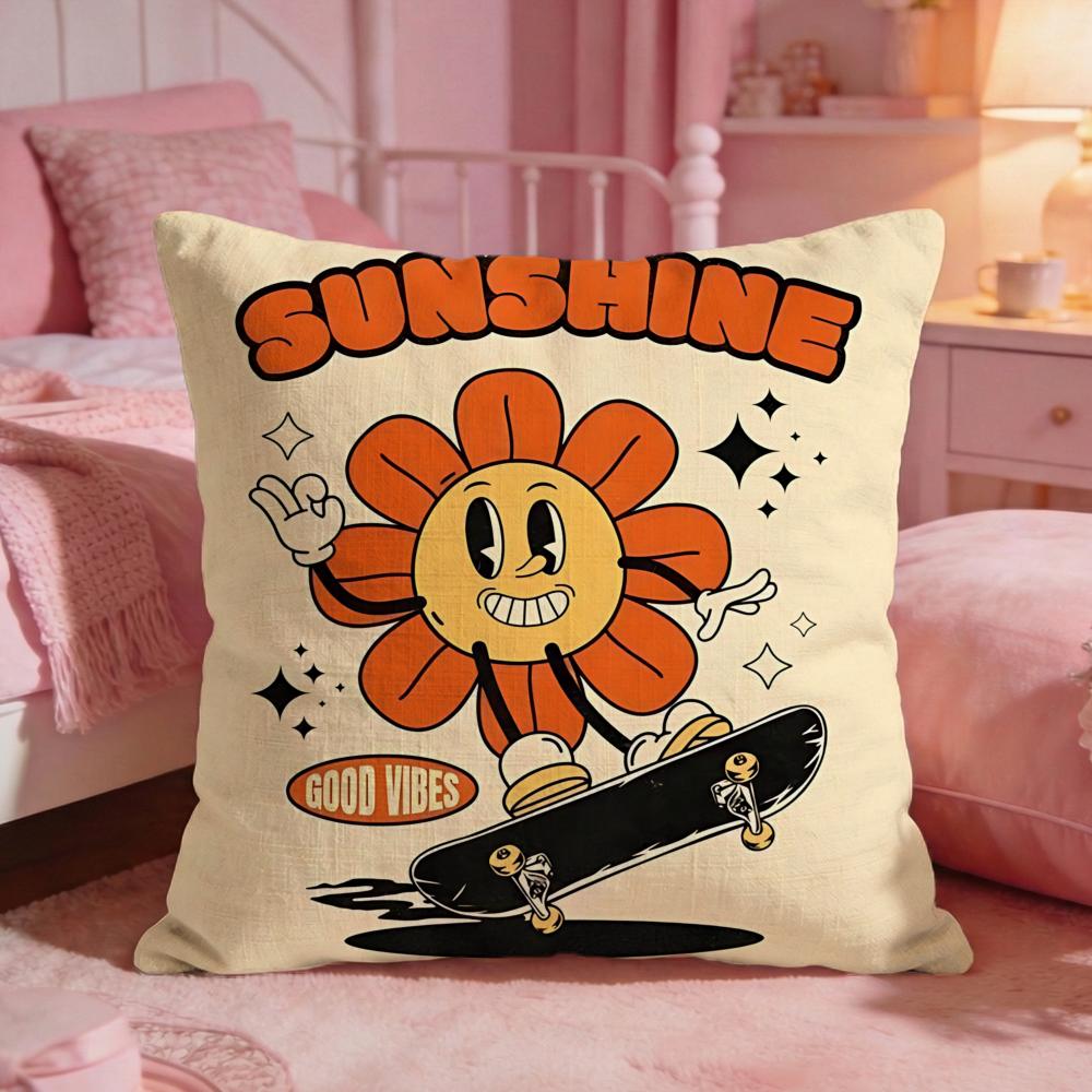ArtCartoon Big EyesS Cushion Cover Premium Comfort Reversible Pillow Cove Two in One Design for Any Room  Car Interior