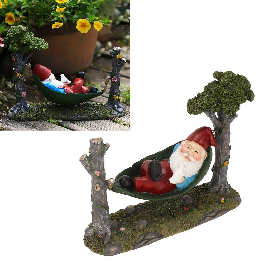 Resin Garden Gnome Figurine Hanging Outdoor Gnome Decoration Hammock Gnome Statue Yard Lawn Porch
