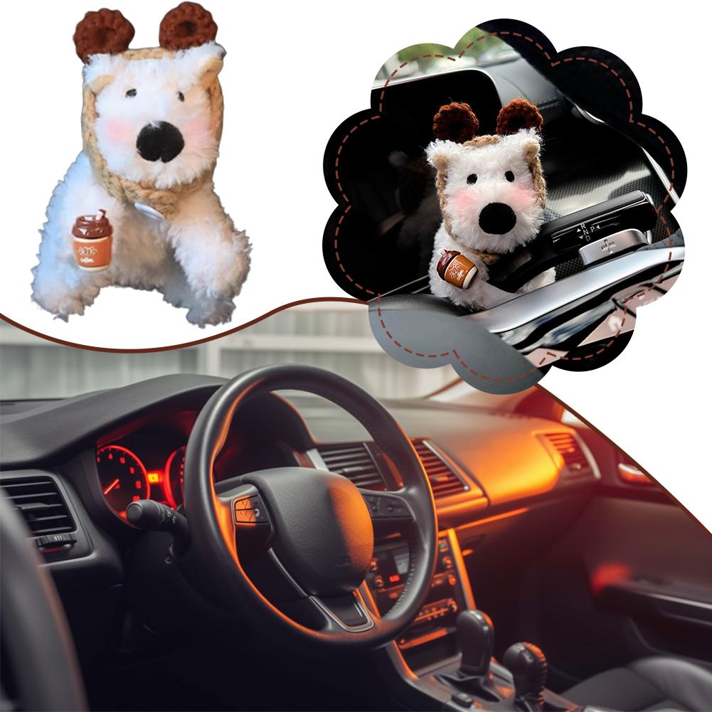 Car Mounted West Highland Accessories Car Gear Shift Decorations, Dog Turn Ornaments Dolls Rearview Signal Mirror Wiper Dol X3M6