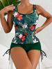 2025 Цветочный двухсекционный танкини женский принтованный купальник женский купальник на шнуровке купальный костюм пляжная одежда лето