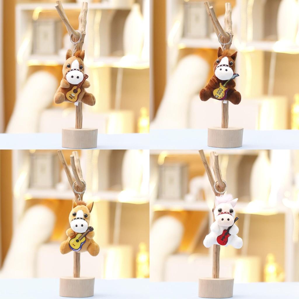 Plush Mini Pony Keychain Animal Keyring With Guitar For Girls Gift And Bag Decor